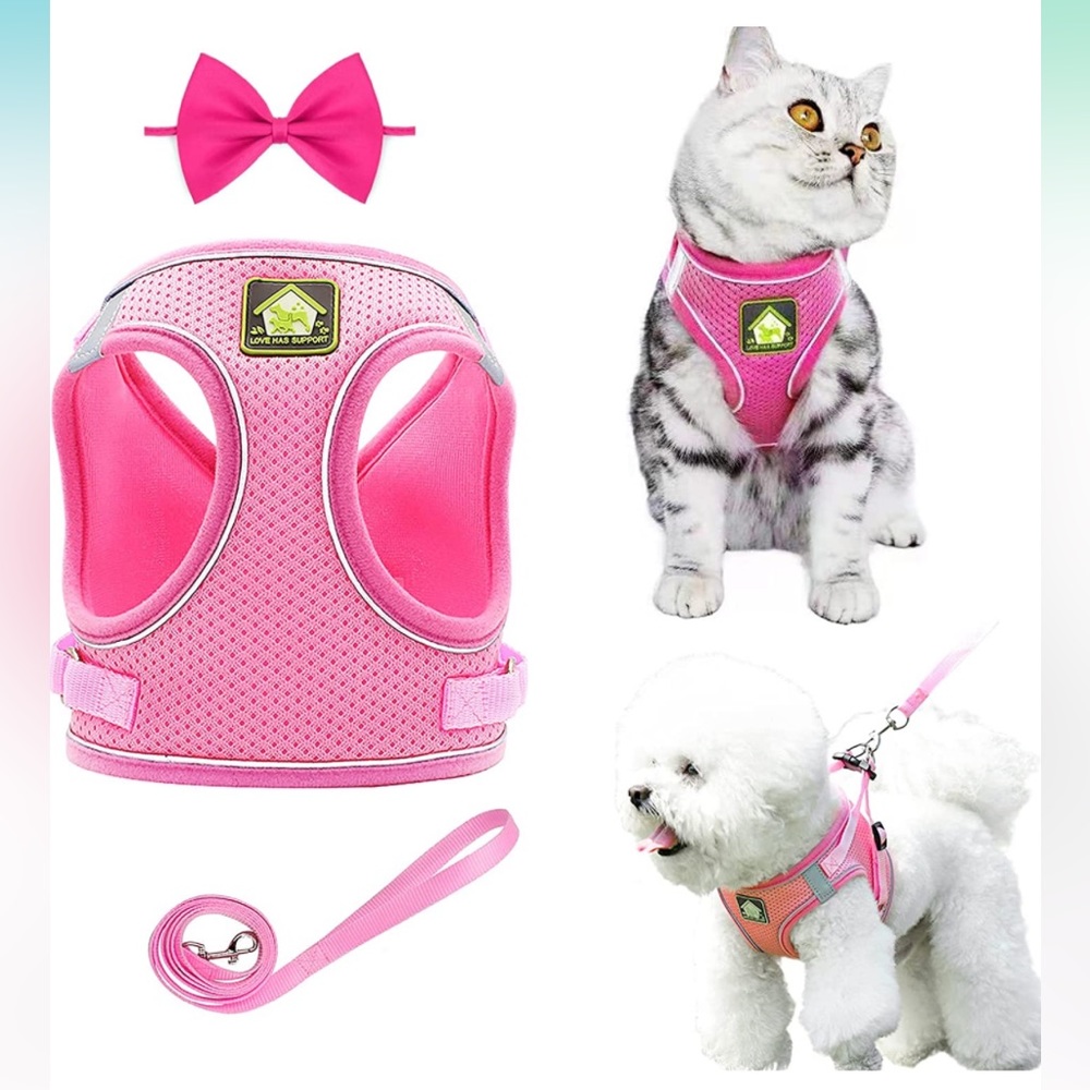 ⏰TODAY ONLY‼️ 🆕 Love Has support pink pet harness & bow tie